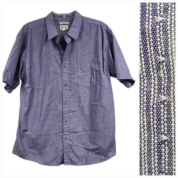 Haggar Men's XL Purple Pique Fitted Short Sleeve Camp Casual Button Down Shirt - Picture 1 of 9